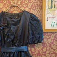 blue × black asymmetry tiered dress | Vintage.City 古着屋、古着コーデ情報を発信