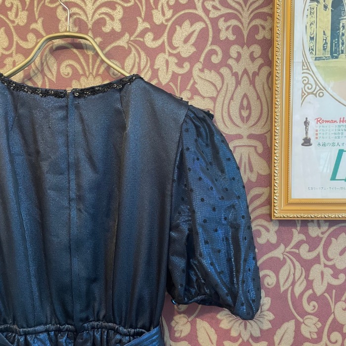 blue × black asymmetry tiered dress | Vintage.City 古着屋、古着コーデ情報を発信