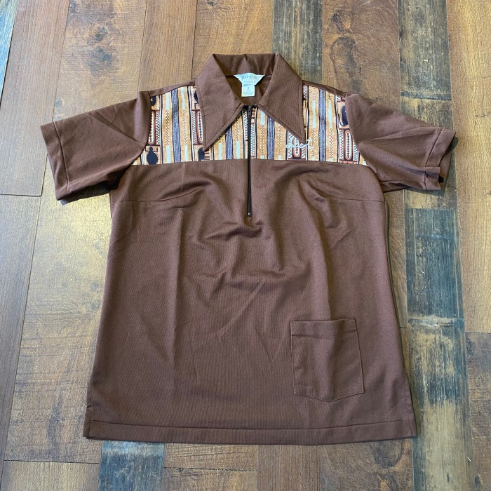 70s NATNAST ハーフジップ ボーリングシャツ M チェーンステッチ | Vintage.City 빈티지숍, 빈티지 코디 정보