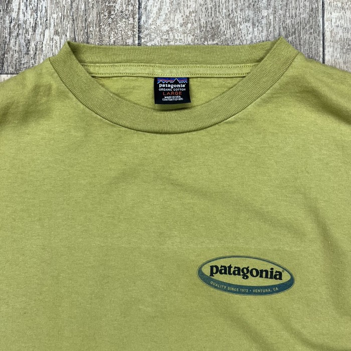 90'S PATAGONIA 黒タグ オーバルロゴ バックプリント 長袖 Tシャツ ピスタチオ USA製 | Vintage.City 빈티지숍, 빈티지 코디 정보