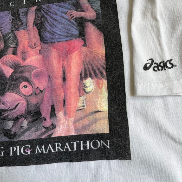 90~00s asics “Flying Pig Marathon” T-shirt Made in U.S.A. | Vintage.City 古着屋、古着コーデ情報を発信