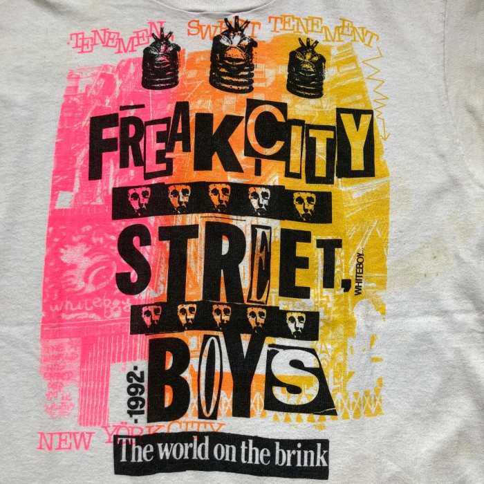 90s FREAK CITY hand print T-shirt 手刷りプリントTシャツ半袖Tシャツ | Vintage.City 古着屋、古着コーデ情報を発信