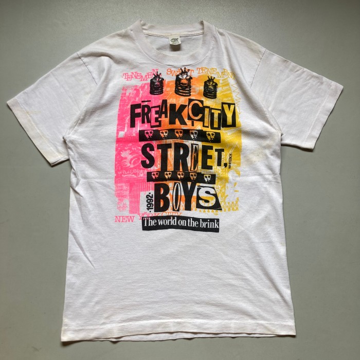 90s FREAK CITY hand print T-shirt 手刷りプリントTシャツ半袖Tシャツ | Vintage.City 빈티지숍, 빈티지 코디 정보