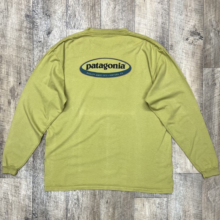 90'S PATAGONIA 黒タグ オーバルロゴ バックプリント 長袖 Tシャツ ピスタチオ USA製 | Vintage.City 빈티지숍, 빈티지 코디 정보