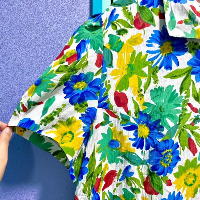 vintage／80's flower shirt one piece | Vintage.City 빈티지숍, 빈티지 코디 정보