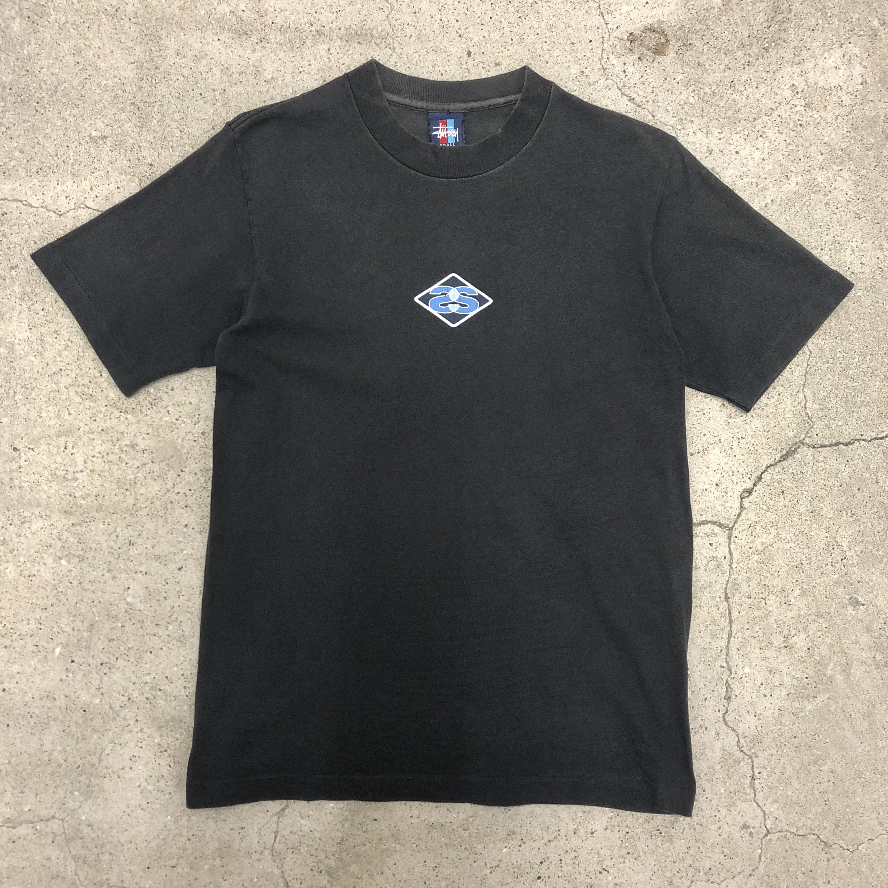 90s OLD STUSSY/SS ring Logo Tee/USA製/赤青タグ/S/SSリングロゴ ...