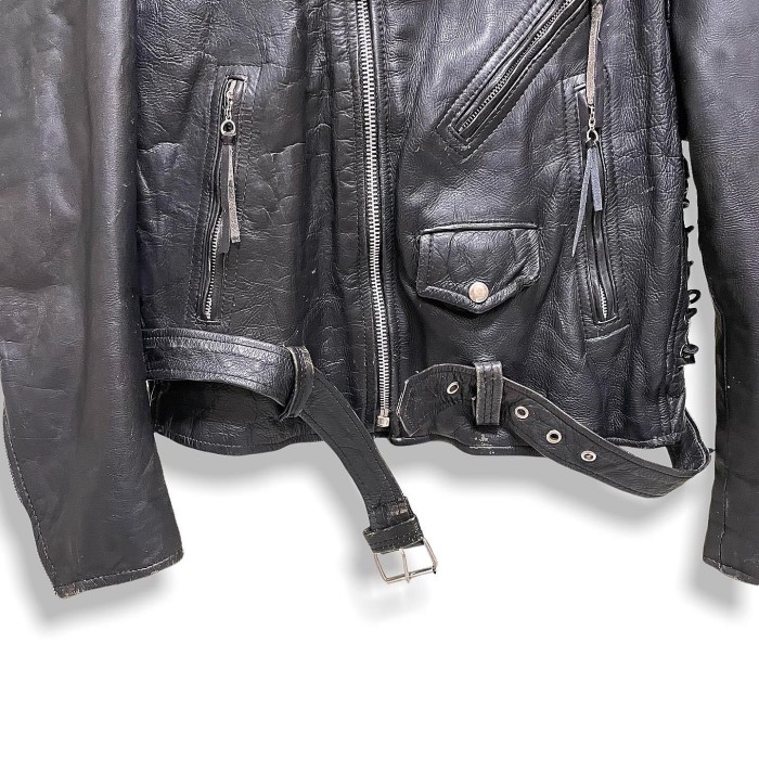 80s lace up motorcycle leather jkt | Vintage.City 古着屋、古着コーデ情報を発信