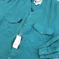 Dead Stock 80s-90s Goouch Turquoise No Collar Linen Shirt Size S | Vintage.City 빈티지숍, 빈티지 코디 정보