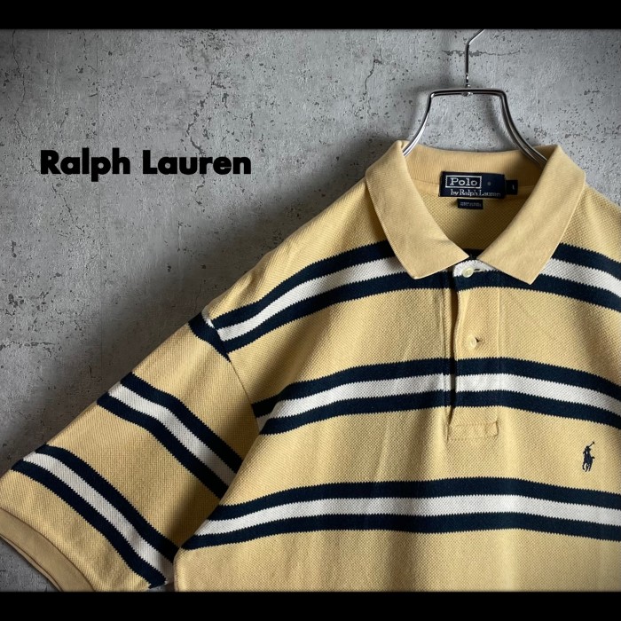 90s~ RalphLauren ラルフローレン 太ボーダー ビッグ ポロシャツ