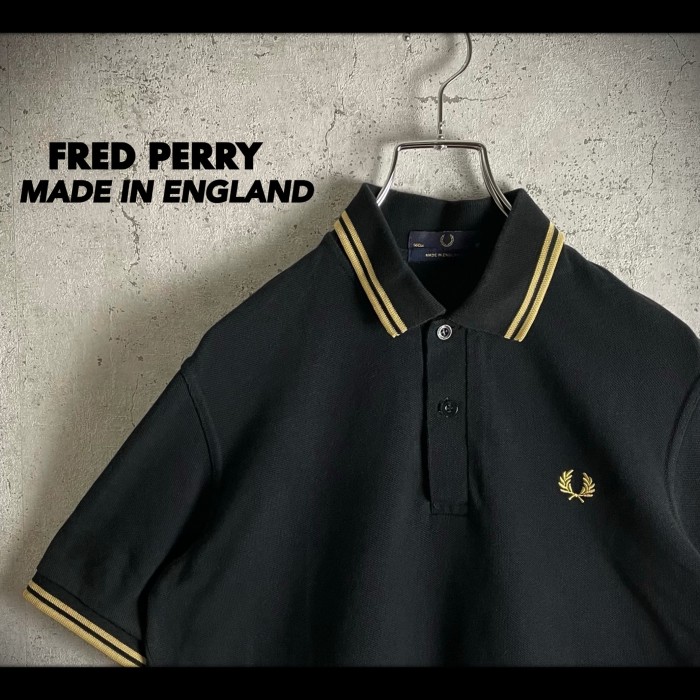 FRED PERRY イングランド製 刺繍ロゴ リブライン ポロシャツ - ポロシャツ