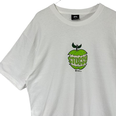 【人気デザイン】STUSSY アップルロゴ 半袖Tシャツ M 黒 りんご