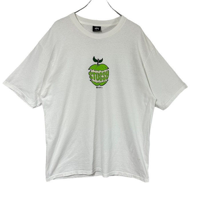 stussy ステューシー Tシャツ XL センターロゴ プリントロゴ りんご 