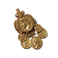 80s Roman MACRIPPA F COS vintage gold tone coin brooch & pendant top | Vintage.City Vintage Shops, Vintage Fashion Trends