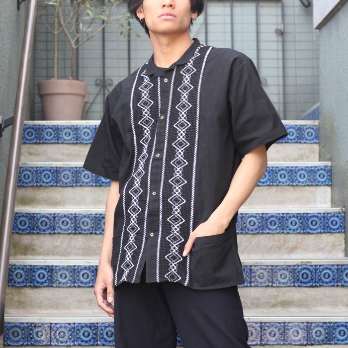 USA VINTAGE MESH SWITCHED DESIGN SHIRT/アメリカ古着メッシュ