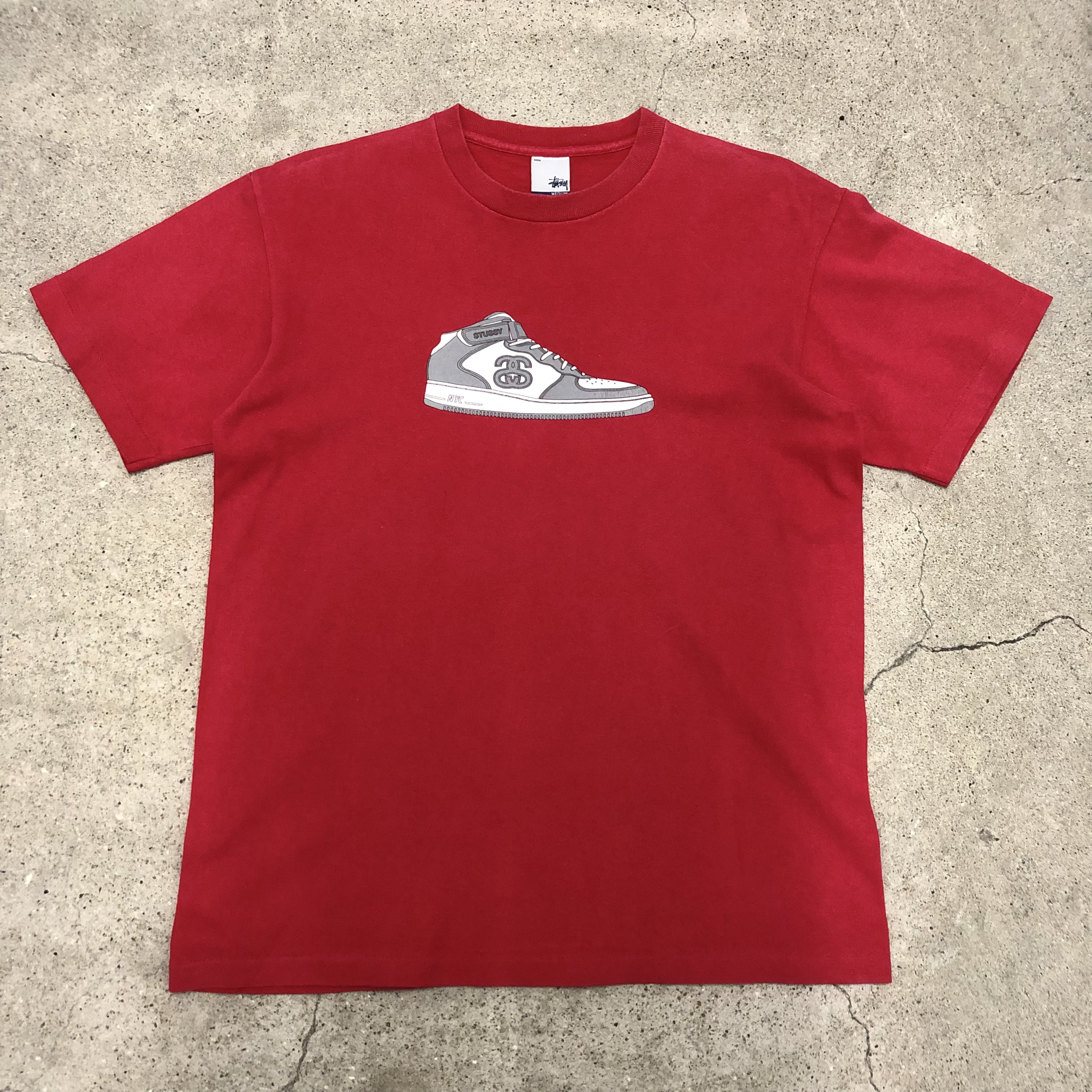 00s OLD STUSSY/Sneaker print Tee/USA製/銀タグ/M/スニーカープリント 