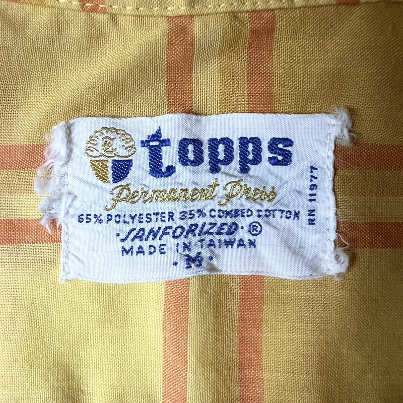 70s Topps チェック 半袖 シャツ M / 70年代 ビンテージ マルチカラー ...