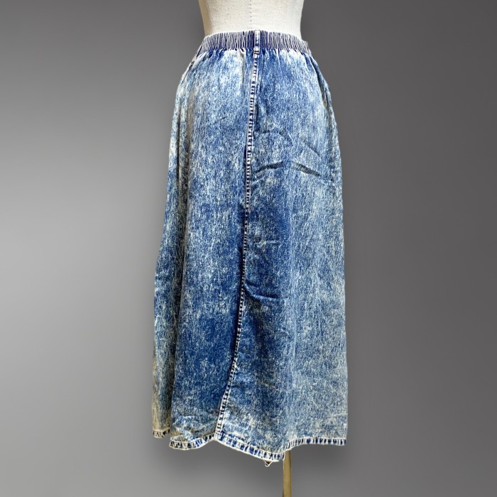 Chemical wash denim long skirt | Vintage.City 古着屋、古着コーデ情報を発信