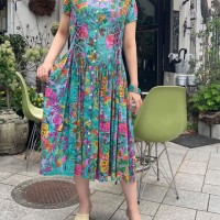green pattern lace up one-piece | Vintage.City 古着屋、古着コーデ情報を発信