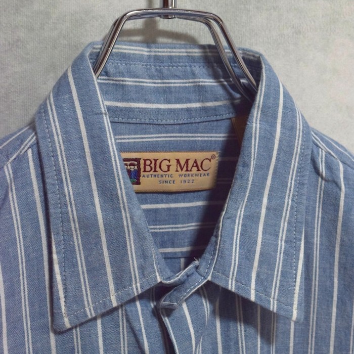 90s " big mac " cotton chambray stripe pattern s/s shirts | Vintage.City 빈티지숍, 빈티지 코디 정보