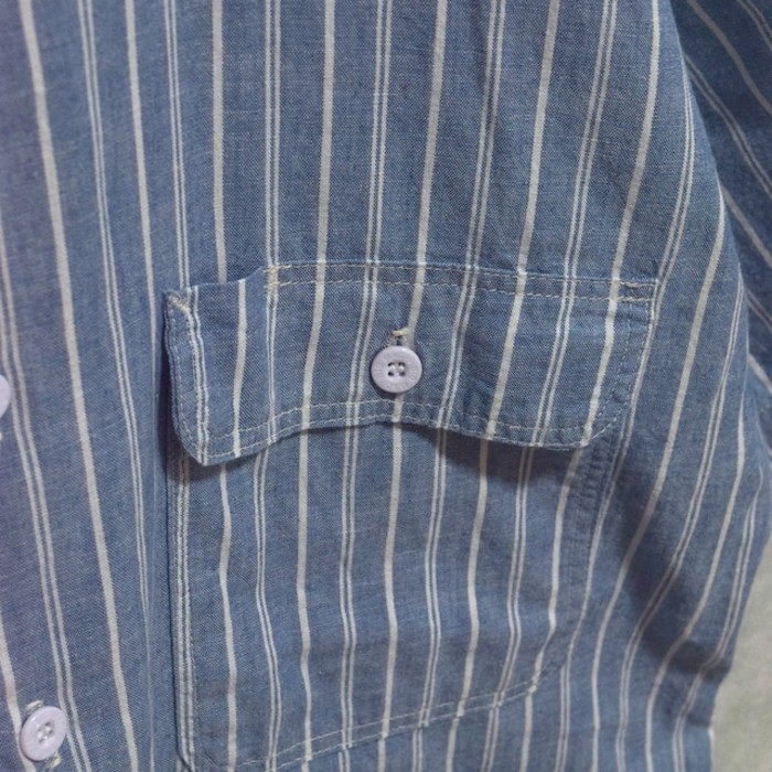 90s " big mac " cotton chambray stripe pattern s/s shirts | Vintage.City 古着屋、古着コーデ情報を発信