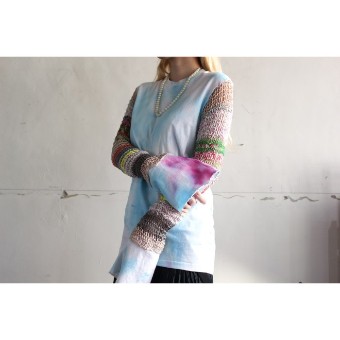 aNz × Ondev hand knit remake Tee 「杏」 | Vintage.City 古着屋、古着コーデ情報を発信
