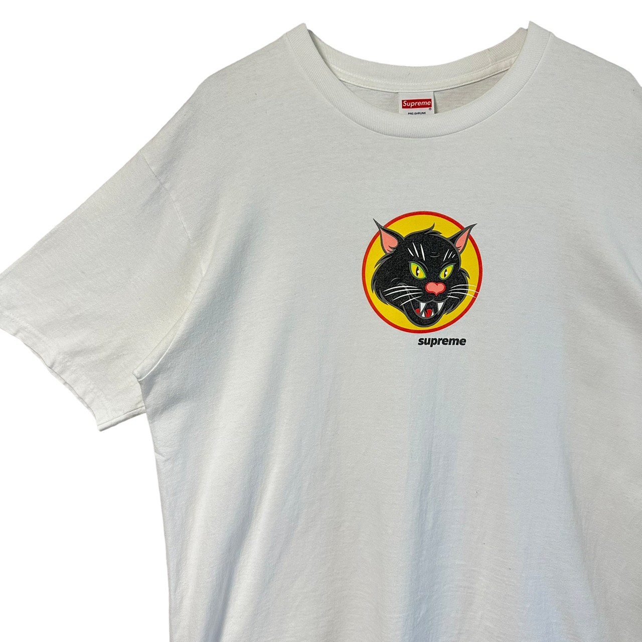 supreme シュプリーム Tシャツ L センターロゴ プリント ネコ