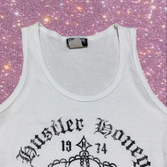 00's Y2K McBling  made in USA ”HUSTLER ” Hustler Honey 1974 QUEEN BEE Crown Graphic Tank top | Vintage.City 古着屋、古着コーデ情報を発信