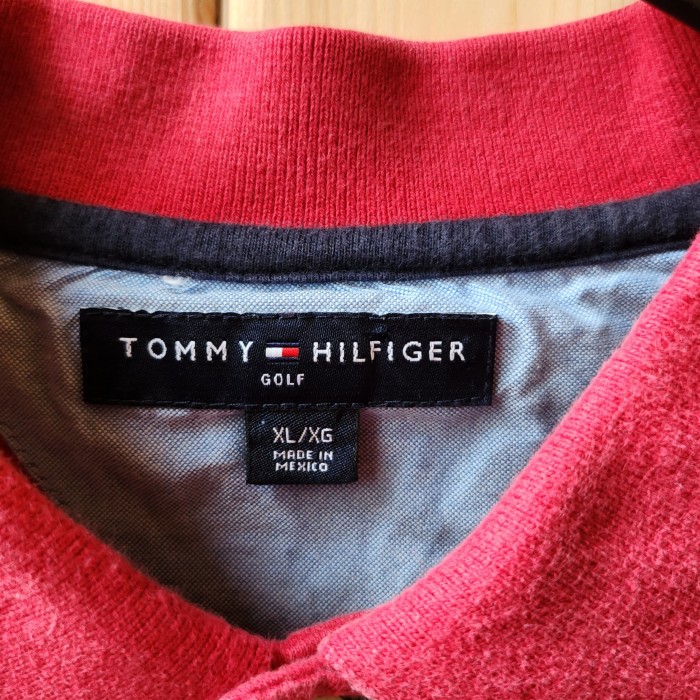 TOMMY HILFIGER GOLF ポロシャツ　刺繍　ボーダー　赤　XL | Vintage.City 빈티지숍, 빈티지 코디 정보