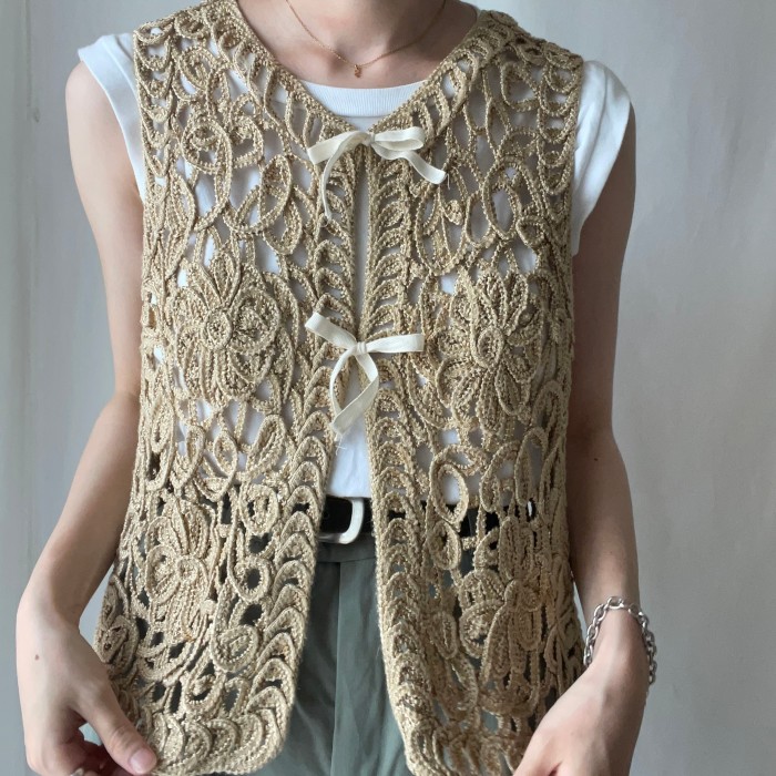 code lace vest | Vintage.City 古着屋、古着コーデ情報を発信