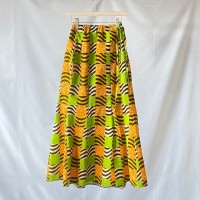 アフリカンバティック　オレンジ　グリーン　ブラウン　マキシ　フレアスカート　ロングスカート　柄 | Vintage.City 빈티지숍, 빈티지 코디 정보