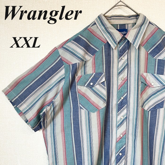 80's】Wrangler ラングラー ワークシャツ 半袖 ブルー XXL | Vintage.City