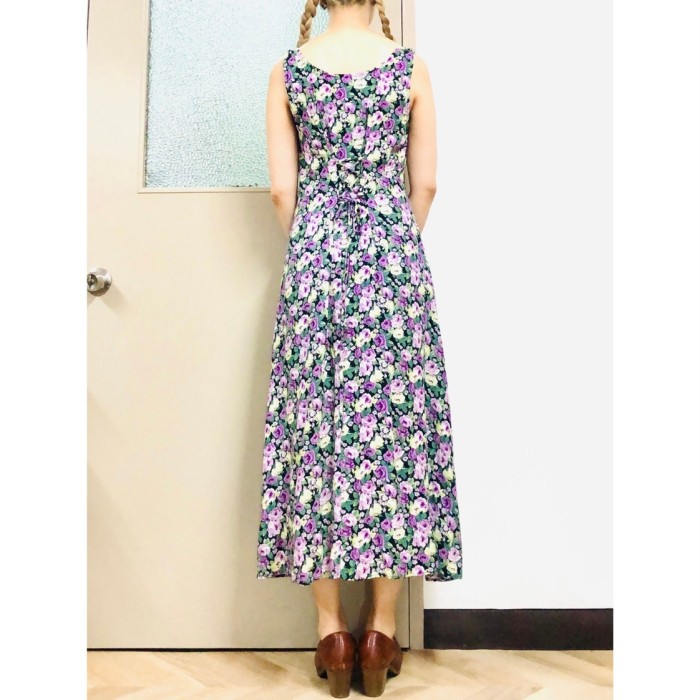 Vintage floral sleeveless long dress | Vintage.City 古着屋、古着コーデ情報を発信