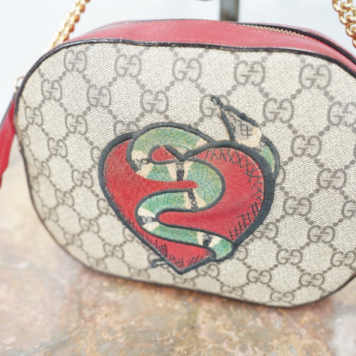 GUCCI GG PATTERNED SNAKE LOGO CHAIN SHOULDER BAG MADE IN ITALY/2016年ホリデーコレクショングッチGG柄スネークロゴチェーンショルダーバッグ | Vintage.City 빈티지숍, 빈티지 코디 정보