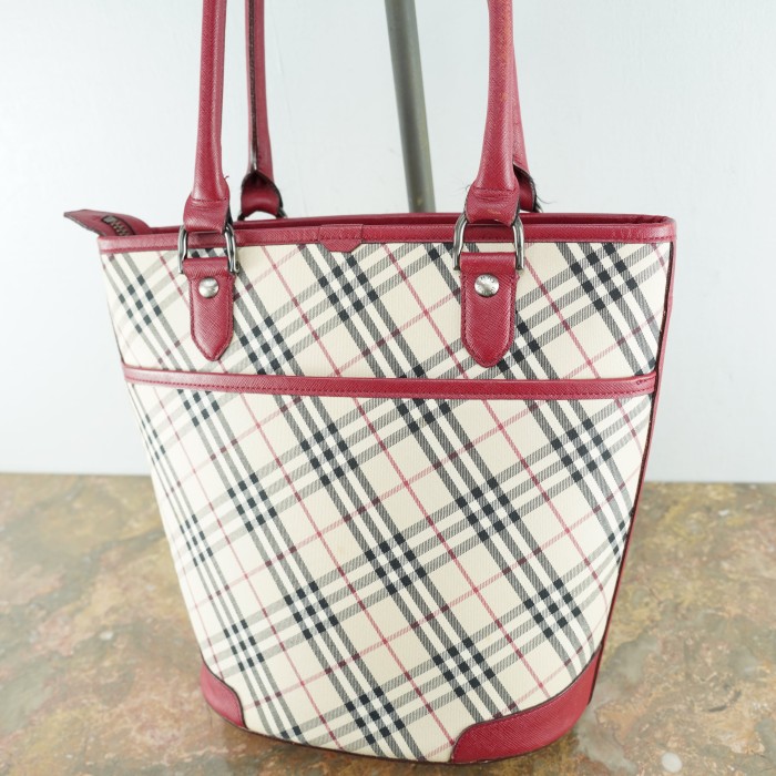 BURBERRY CHECK PATTERNED LEATHER TOTE BAG/バーバリーチェック柄レザートートバッグ | Vintage.City 古着屋、古着コーデ情報を発信