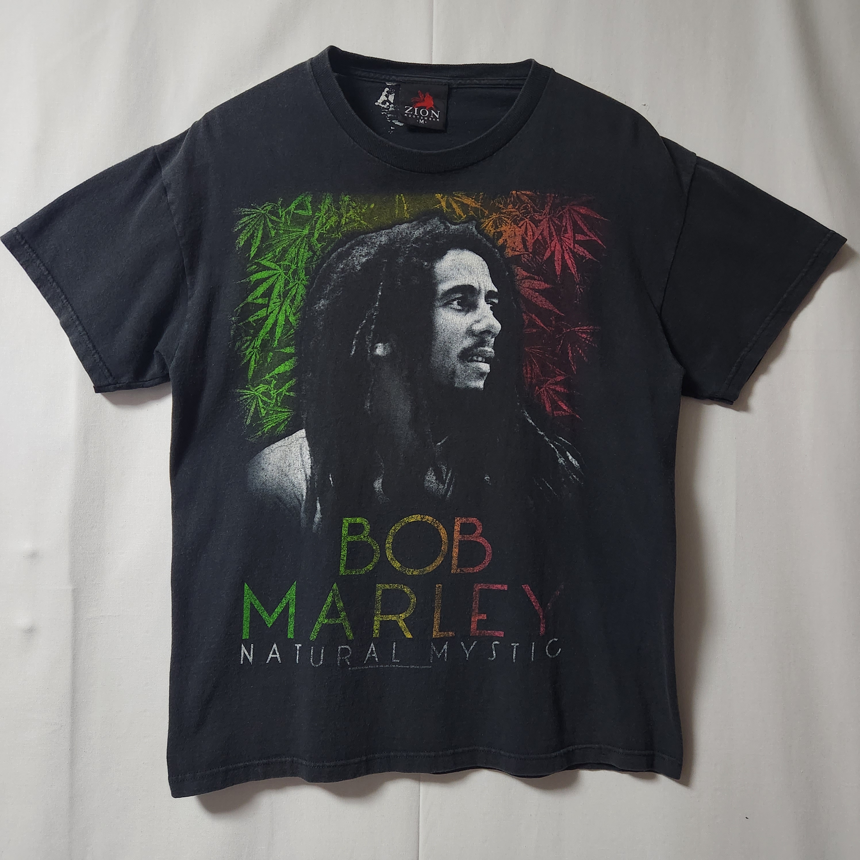 ZION 】 BOB MARLEY ボブマーリー デザイン Tシャツ 半袖 黒 ブラック