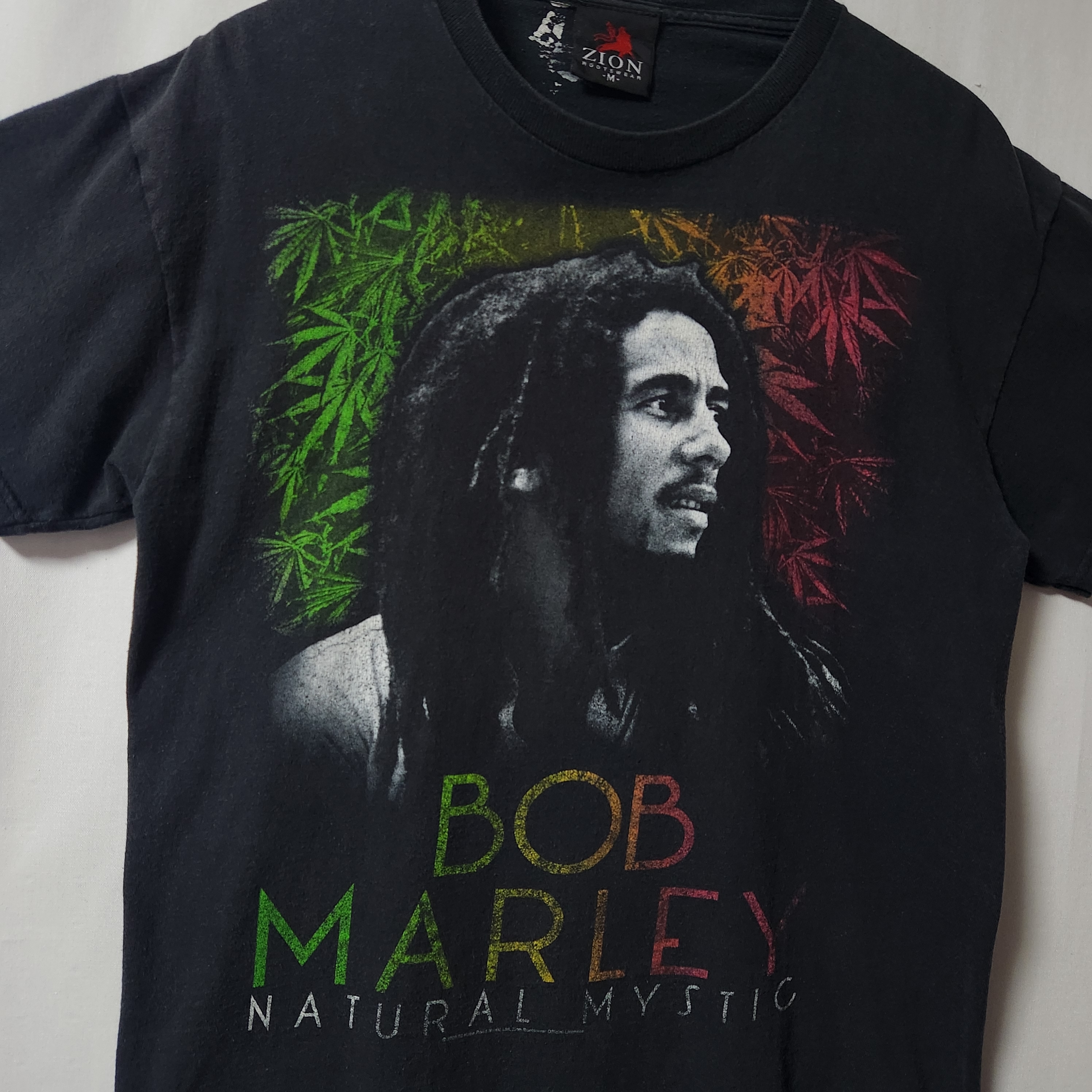 ZION 】 BOB MARLEY ボブマーリー デザイン Tシャツ 半袖 黒 ブラック 