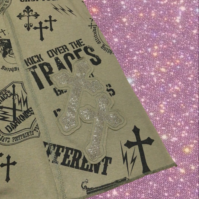 Y2K Rock Gyaru vibes "GHOST OF HARLEM " skull graphic patchwork long skirt　 | Vintage.City 古着屋、古着コーデ情報を発信