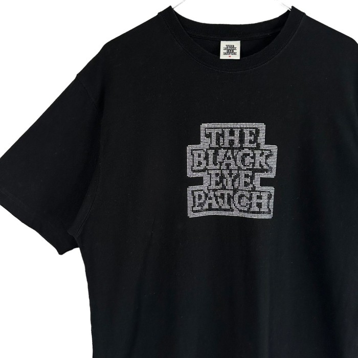 【新品】ブラックアイパッチ ラインストーン センターロゴ Tシャツ L 黒