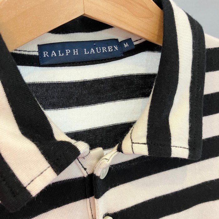 Ralph Lauren ラルフローレン BLUE LABEL ブルーレーベル ハーフボタンシャツ ボーダー   黒 × 白 Mサイズ | Vintage.City 古着屋、古着コーデ情報を発信