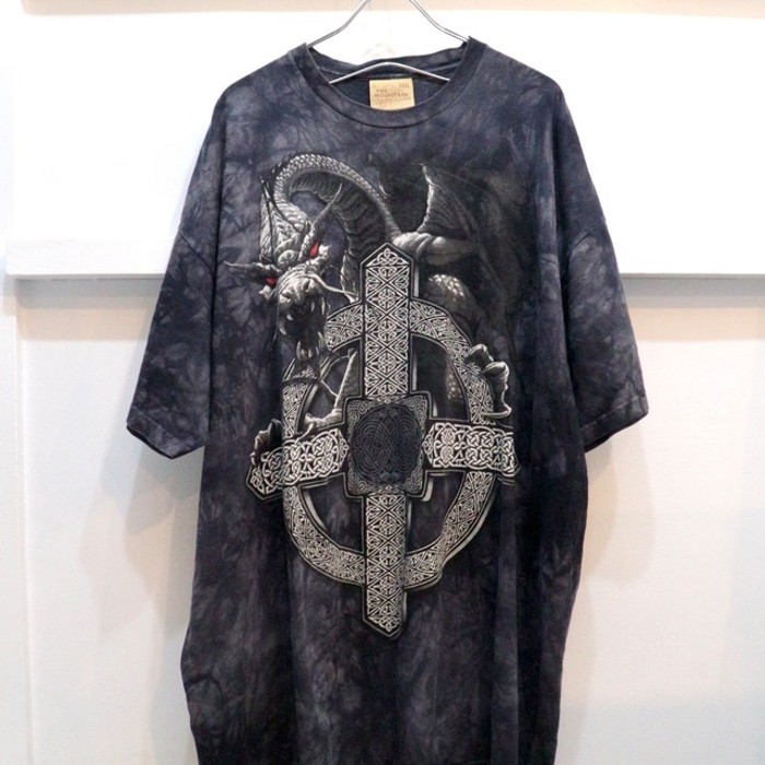 【"90's THE MOUNTAIN" dragon print black tie-dye big tee】 | Vintage.City 古着屋、古着コーデ情報を発信