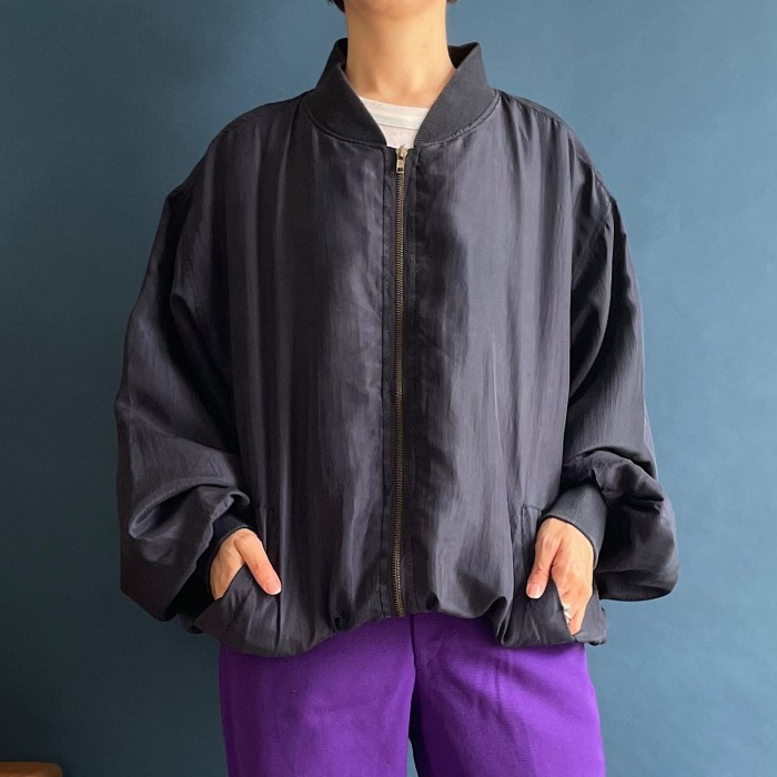 90`s Silk navy blouson　90年代　シルクブルゾン　ネイビー | Vintage.City 古着屋、古着コーデ情報を発信