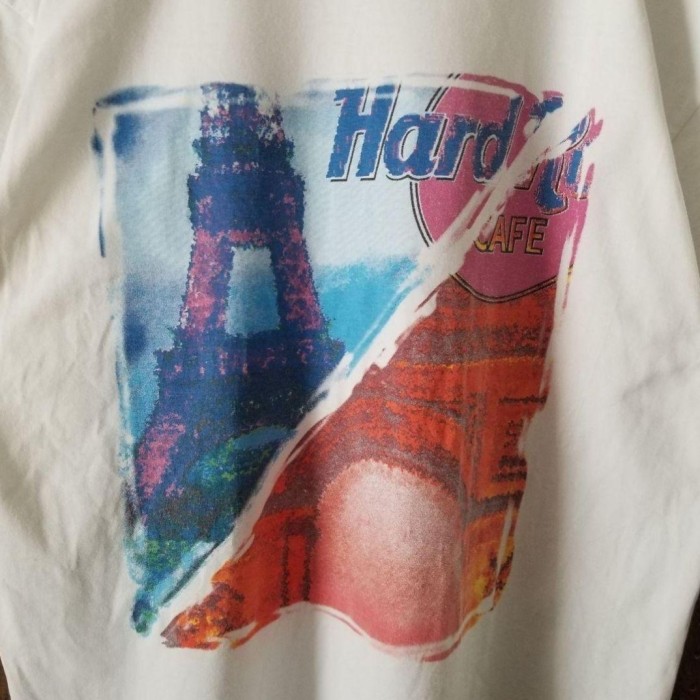 Hard Rock CAFE Paris ハードロックカフェ　パリ　両面デザインTシャツ　白　サイズL | Vintage.City 빈티지숍, 빈티지 코디 정보