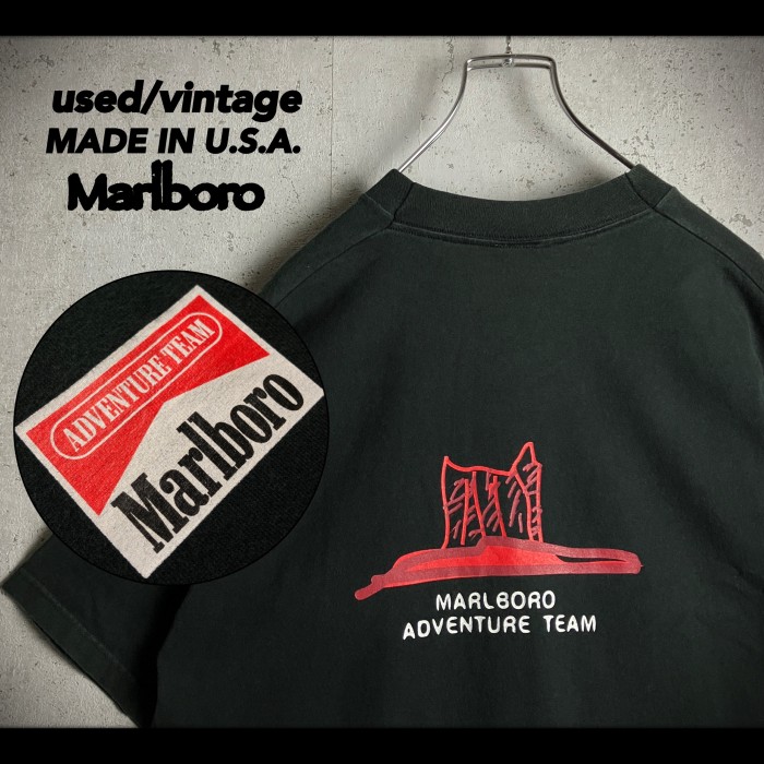 【希少】90s USA製 ビンテージ マルボロ Mロゴ バックプリントTシャツ