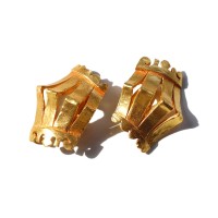 80s 「DELPHINE NARDIN」 Paris Vintage Gold Tone Design Earrings | Vintage.City 빈티지숍, 빈티지 코디 정보
