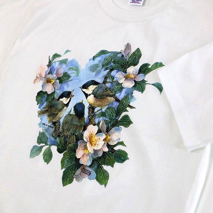90s USA JERZEES Watercolor Birds Art Graphic T-Shirt Size L | Vintage.City 古着屋、古着コーデ情報を発信
