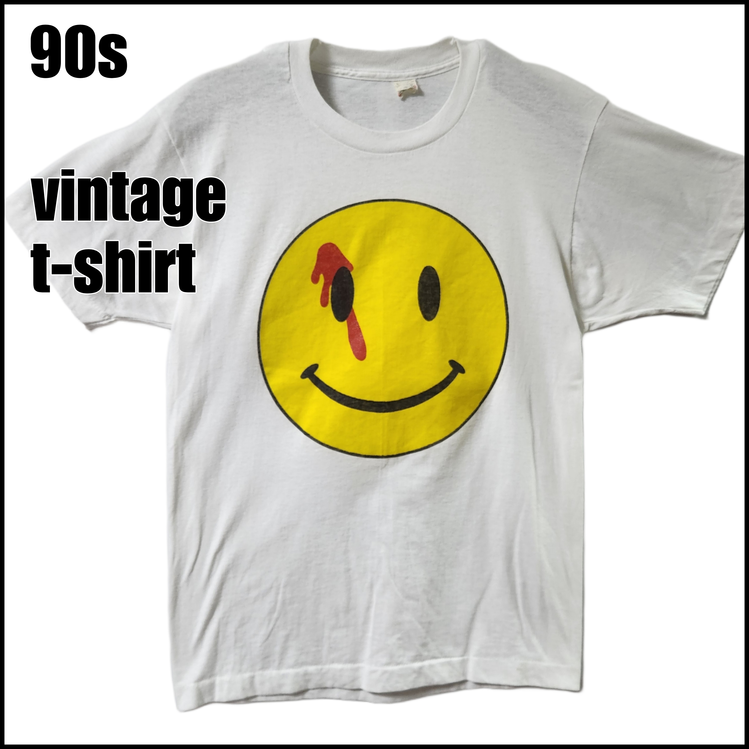 レアサイズ 90s ぶち抜きスマイル vintage tシャツ - Tシャツ ...