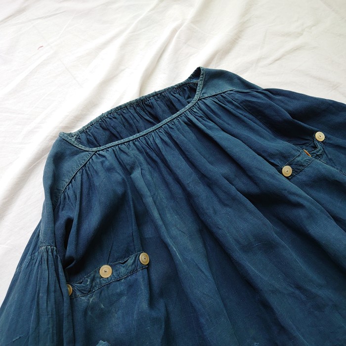 【1900s】French antique インディゴリネンスモック ポケット付 | Vintage.City 古着屋、古着コーデ情報を発信