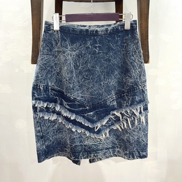 90s fringe design denim skirt | Vintage.City 빈티지숍, 빈티지 코디 정보