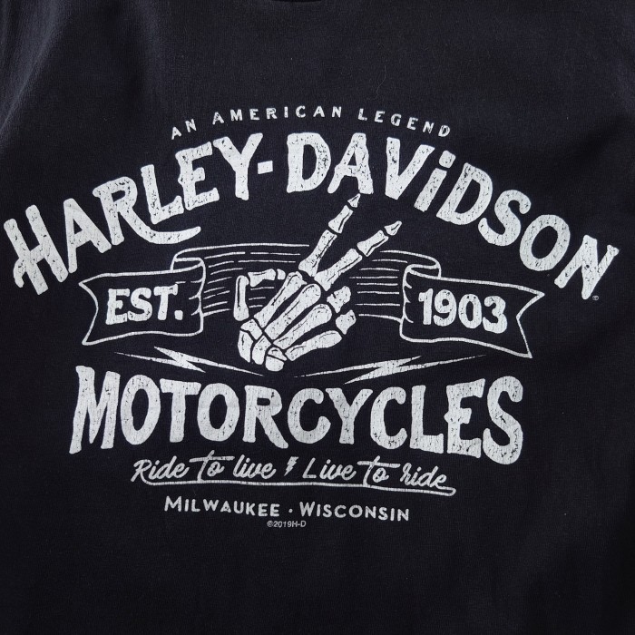 ドクロ】Harley Davidson ハーレーダビッドソン スカルTシャツ