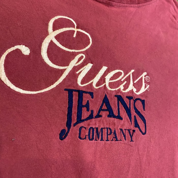 ビンテージ 90年代 ゲスジーンズ ロゴ刺繍 Tシャツ OSFA エンジ | Vintage.City 古着屋、古着コーデ情報を発信